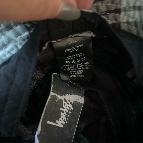 Stussy Black and Gray Plaid bucket hat L/Xl - Picture 7 of 7